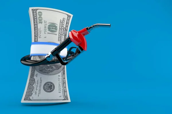 Bocal Gasolina Com Dinheiro Isolado Fundo Azul Ilustração — Fotografia de Stock