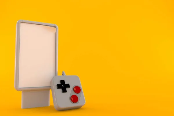 Gamepad Mit Leerer Plakatwand Auf Orangefarbenem Hintergrund Illustration — Stockfoto