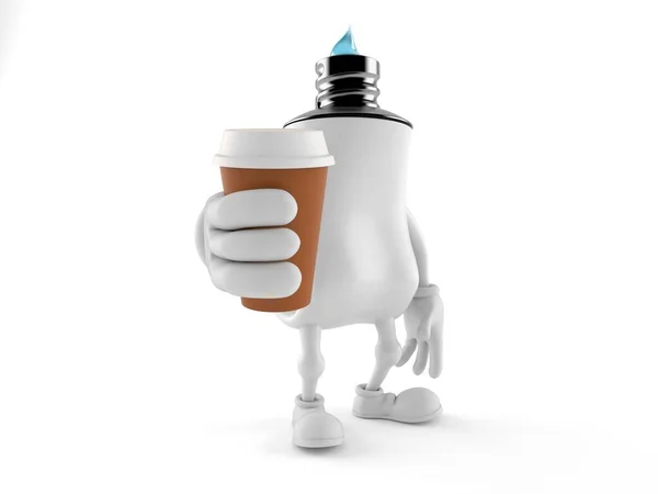 Символ Зубної Пасти Тримає Чашку Кави Ізольовано Білому Тлі Ілюстрація — стокове фото