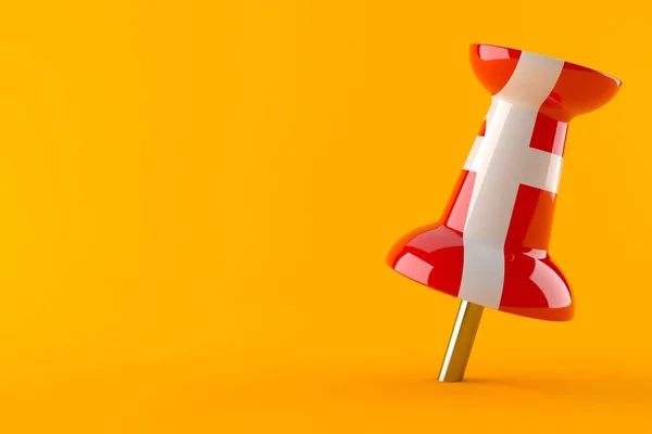 Puntilla Con Bandera Danesa Aislada Sobre Fondo Naranja Ilustración — Foto de Stock