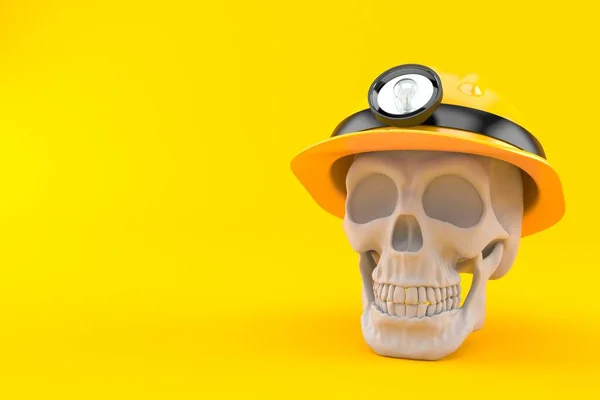Skull Gruvarbetare Hatt Isolerad Orange Bakgrund Illustration — Stockfoto