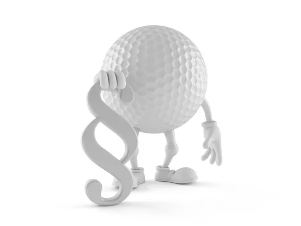 Personagem Bola Golfe Com Símbolo Parágrafo Isolado Fundo Branco Ilustração — Fotografia de Stock