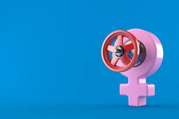 Vrouwelijk Gendersymbool Met Klep Geïsoleerd Blauwe Achtergrond Illustratie — Stockfoto