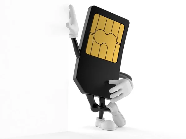 Sim Card Character Leaning Wall Isolated White Background Illustration — Stock Photo, Image