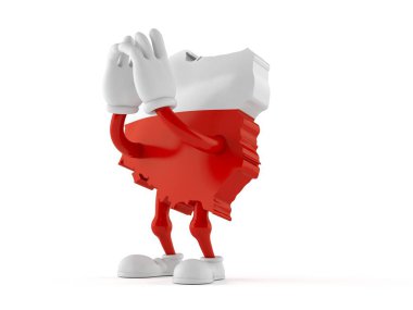 Polonya karakteri beyaz arka planda izole bir şekilde bağırıyor. 3d illüstrasyon