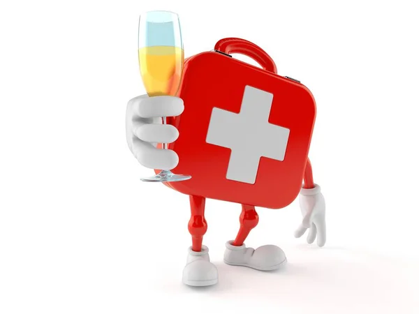 First Aid Kit Character Toasting Isolated White Background Illustration — Stock Photo, Image