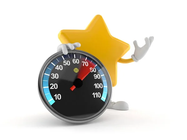 Star Character Speed Meter Isolated White Background Illustration — Stock Photo, Image