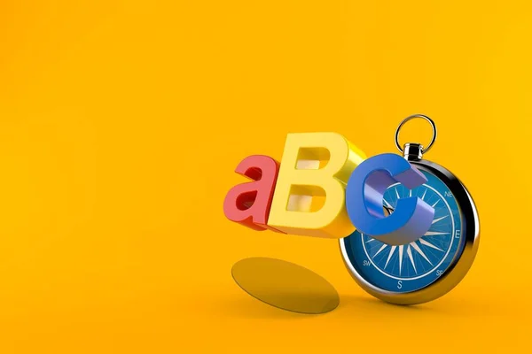 Abc Text Mit Kompass Isoliert Auf Orangefarbenem Hintergrund Illustration — Stockfoto