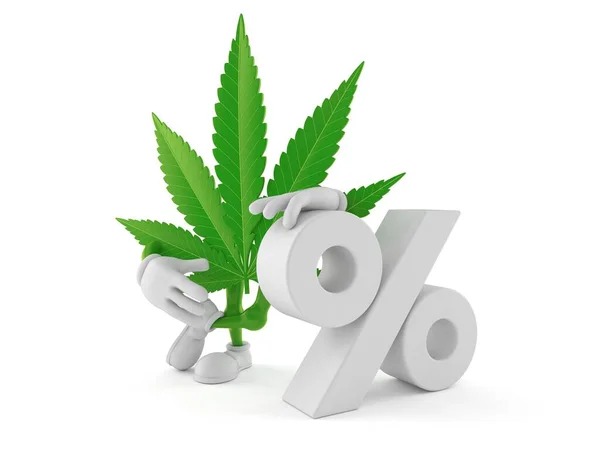 Cannabis Karaktär Med Procent Symbol Isolerad Vit Bakgrund Illustration — Stockfoto