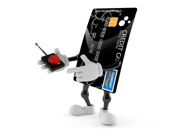 Kreditkartenfigur Drückt Taste Auf Weißem Hintergrund Illustration — Stockfoto