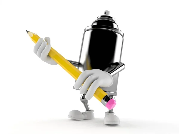 Spray Może Postać Trzymając Ołówek Izolowany Białym Tle Ilustracja — Zdjęcie stockowe