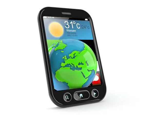 Världen Globen Inuti Smartphone Isolerad Vit Bakgrund Illustration — Stockfoto