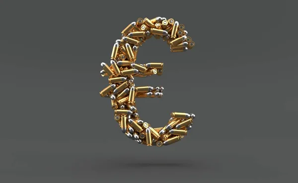 Munizioni Euro Simbolo Valutario Isolato Sfondo Grigio Illustrazione — Foto Stock