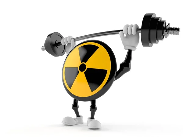 Radyoaktif Karakter Beyaz Arka Planda Ağır Halterleri Kaldırıyor Illüstrasyon — Stok fotoğraf