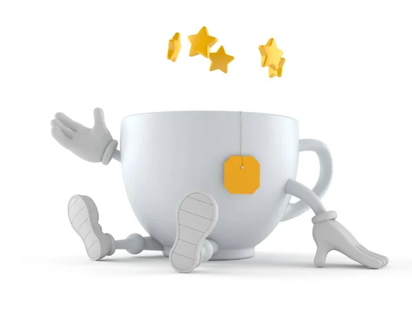 Beyaz Arka Planda Izole Edilmiş Yıldızlı Çay Fincanı Karakteri Illüstrasyon — Stok fotoğraf