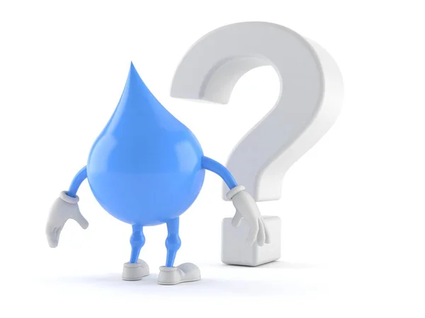 Water Drop Character Looking Question Mark Symbol Isolated White Background — Stock Photo, Image
