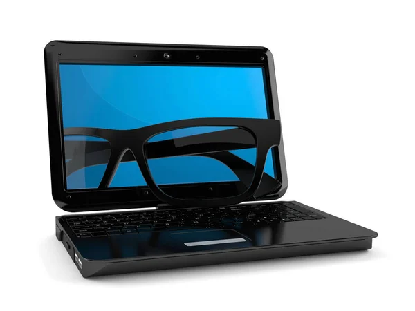 Glasses Laptop Isolated White Background Illustration — Stock Photo, Image