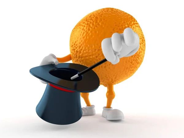 Personaje Naranja Con Sombrero Mágico Aislado Sobre Fondo Blanco Ilustración —  Fotos de Stock