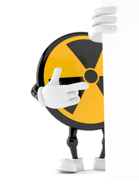 Radioaktiv Karaktär Pekar Bakom Vit Tavla Isolerad Vit Bakgrund Illustration — Stockfoto