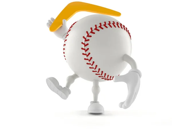 Personagem Beisebol Jogando Bumerangue Isolado Fundo Branco Ilustração — Fotografia de Stock