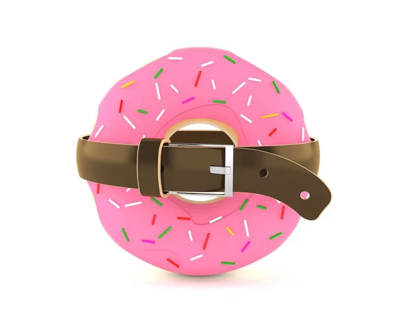 Donut squeezed by belt isolated on white background. 3d illustration