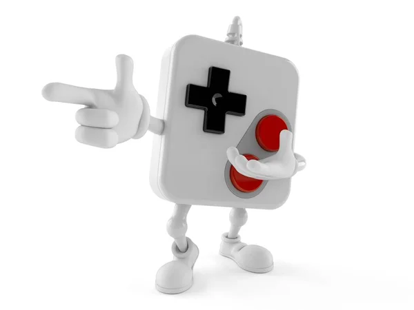 Gamepad Character Pointing Finger Isolated White Background Illustration — ストック写真