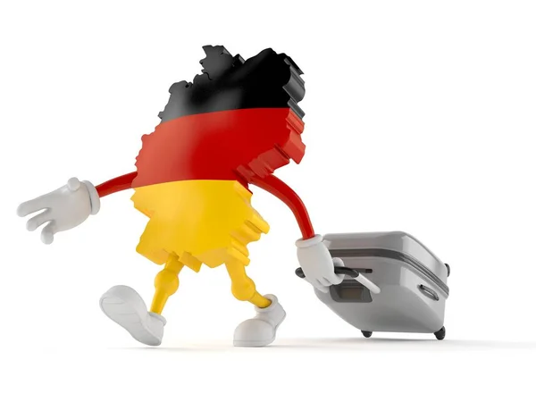 Personagem Alemão Com Mala Isolada Sobre Fundo Branco Ilustração — Fotografia de Stock