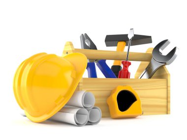 Beyaz arka planda izole planlara sahip araç kutusu. 3d illüstrasyon