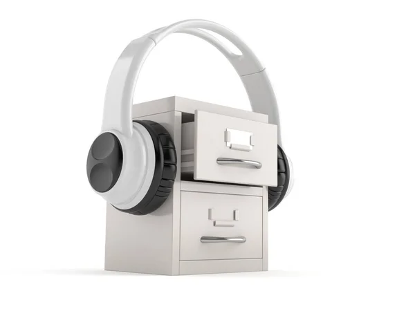 白い背景に隔離されたヘッドフォンでアーカイブ 3Dイラスト — ストック写真