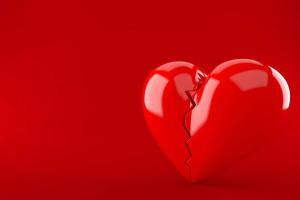 Розбите Серце Ізольовано Червоному Тлі Ілюстрація — стокове фото