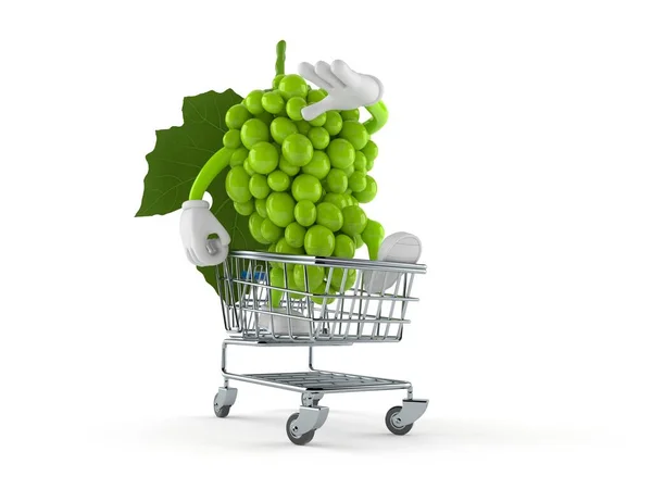 Grapes Character Shopping Cart Isolated White Background Illustration — Stock Photo, Image