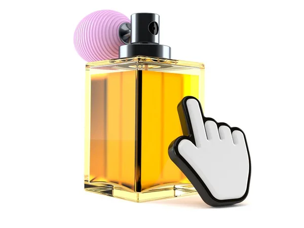 Frasco Perfume Com Cursor Web Isolado Sobre Fundo Branco Ilustração — Fotografia de Stock