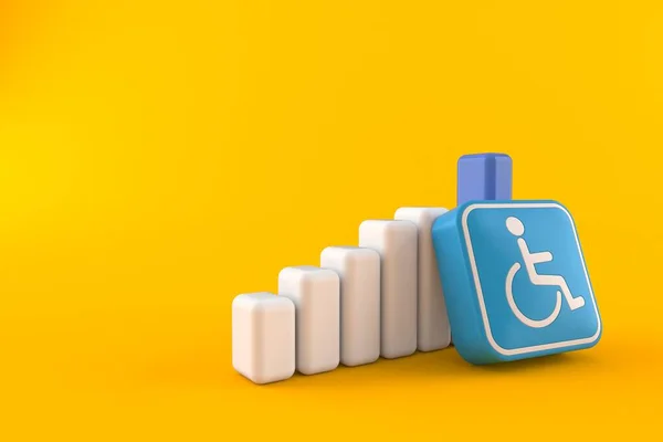 Símbolo Handicap Con Gráfico Aislado Sobre Fondo Naranja Ilustración —  Fotos de Stock