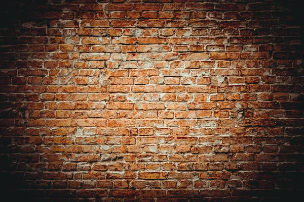 Texture altérée du vieil arrière-plan de mur de briques brun foncé et rouge teinté — Photo