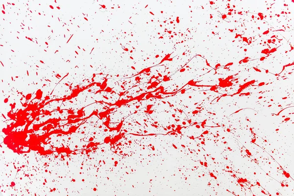 Blood splatter, red acrylic paint splash isolated on wall background texture — Stock Photo, Image