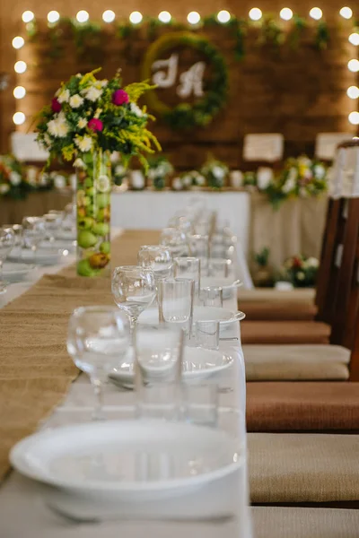 Bröllopsfest i trä stil — Stockfoto