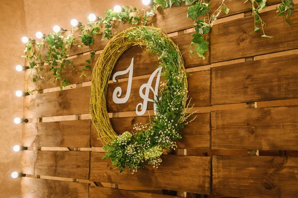 Recepción de boda en estilo madera — Foto de Stock