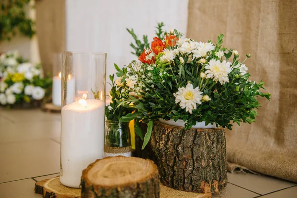 Ricevimento di nozze in stile legno — Foto Stock