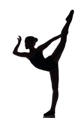 Studio yeni bale hareketi yapma siyah tek parça streç Giysi, küçük şirin kız