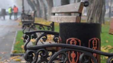 Sokakta yürüyen ve çöp kutusu çöp atma kadın