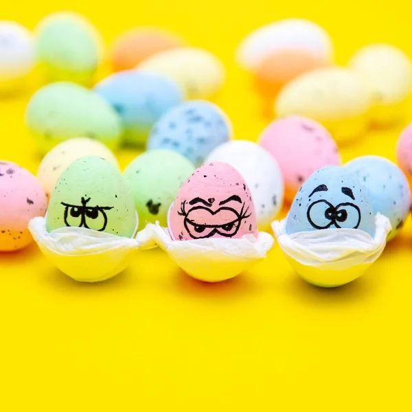 Masked Funny Eggs Easter — Stock Photo, Image