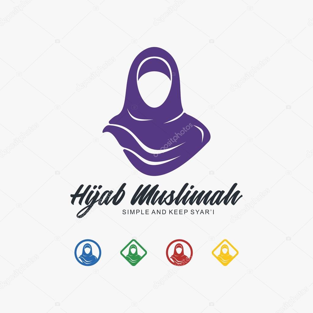 Hijab muslimah logo template