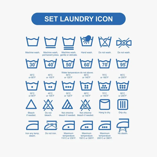 Set Laundry Icon Blue Vector Illustration — Stock Vector