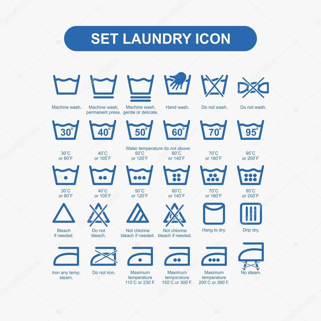 Set laundry icon blue vector illustration.
