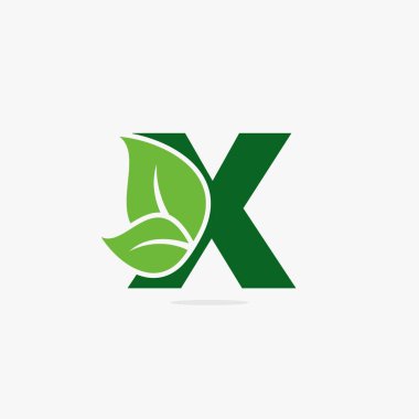 Mektup yaprak yeşil logo illüstrasyon.