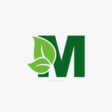 Mektup yaprak yeşil logo illüstrasyon.