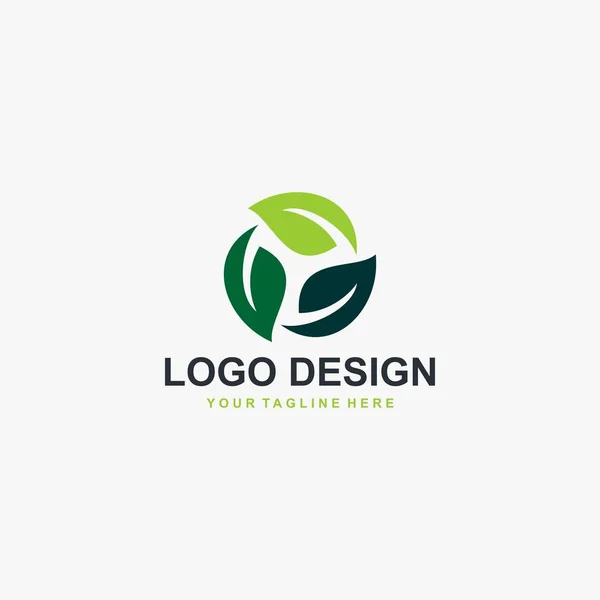 Folha Verde Círculo Logotipo Vetor Design Planta Ilustração Abstrata — Vetor de Stock