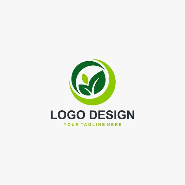 Grüner Blatt Kreis Logo Design Vektor Pflanzliche Abstraktion — Stockvektor