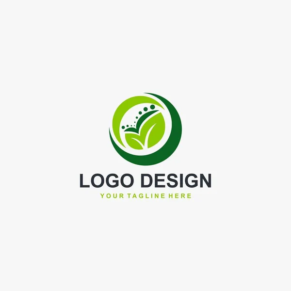 Green Leaf Circle Logo Design Vector Illustrazione Vegetale Astratta — Vettoriale Stock