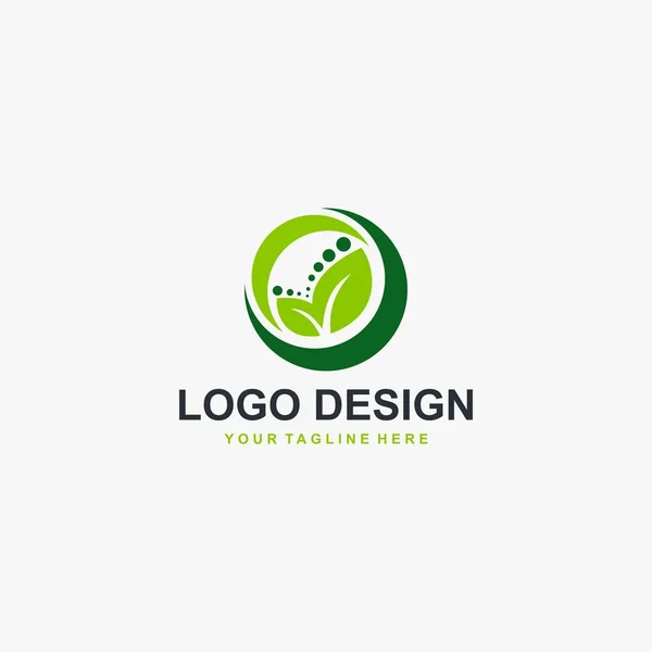 Hoja Verde Círculo Logo Diseño Vector Planta Ilustración Abstracta — Archivo Imágenes Vectoriales